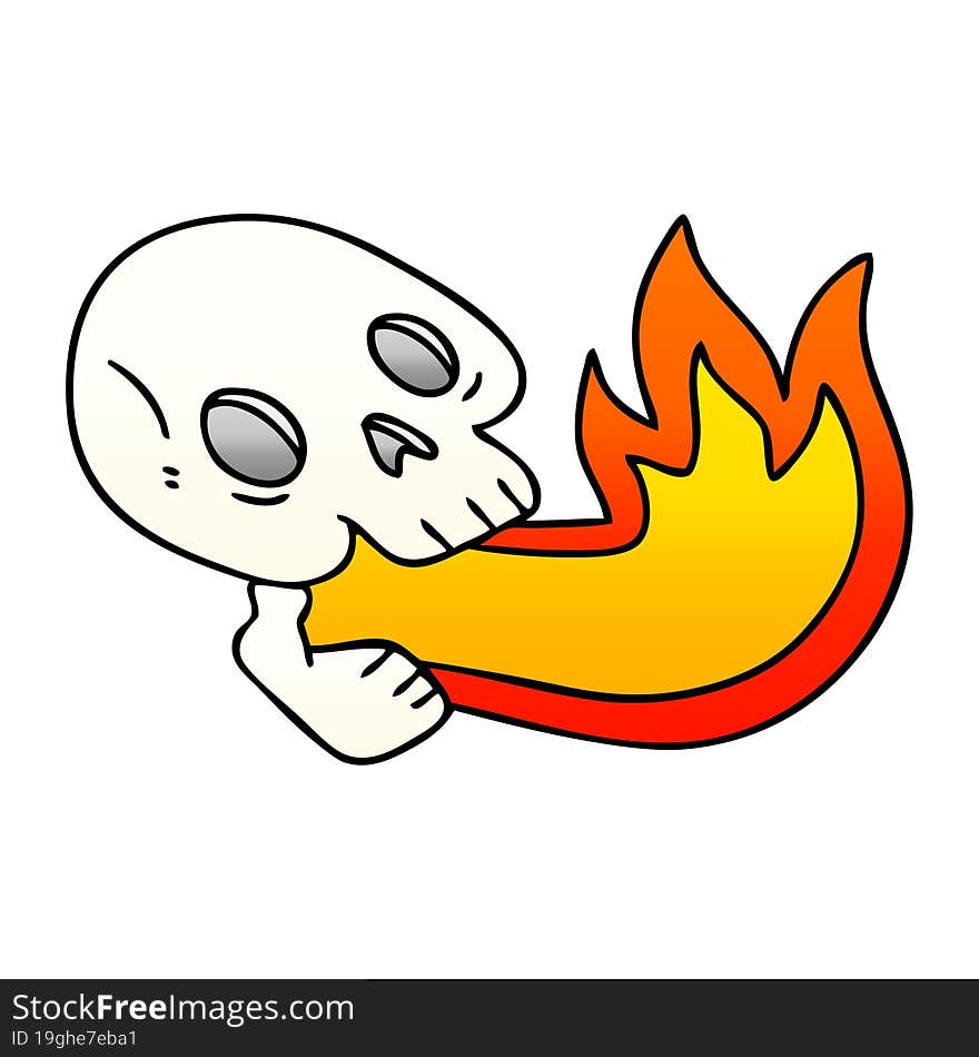 fire breathing quirky gradient shaded cartoon skull