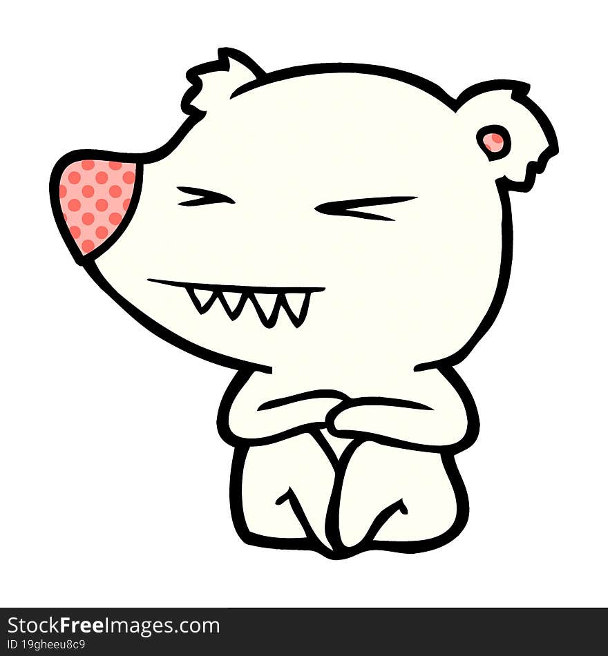 angry polar bear cartoon sitting. angry polar bear cartoon sitting