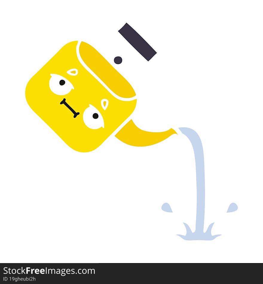 flat color retro cartoon pouring kettle