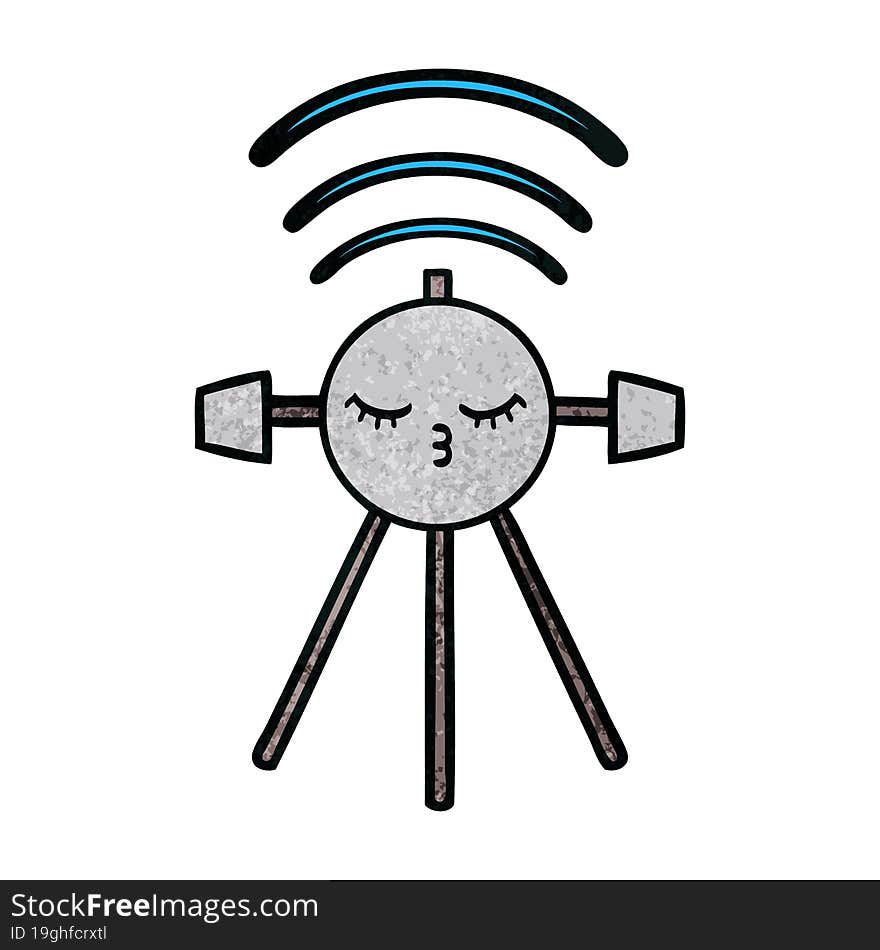 retro grunge texture cartoon of a satellite