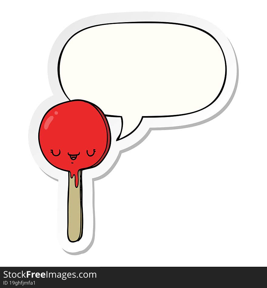 cartoon candy lollipop and speech bubble sticker