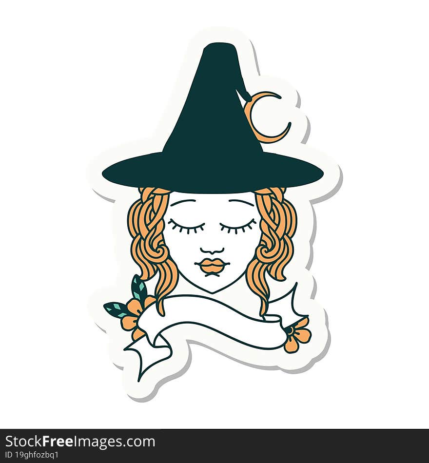 human witch character face sticker