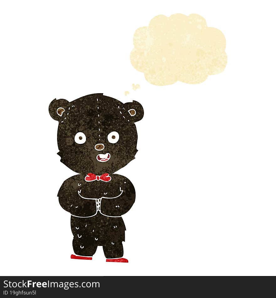 cartoon teddy black bear with thought bubble