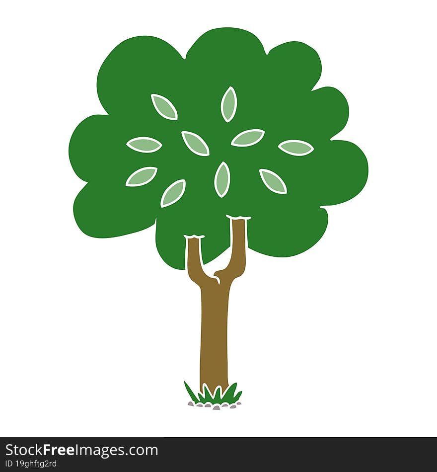 flat color style cartoon tree