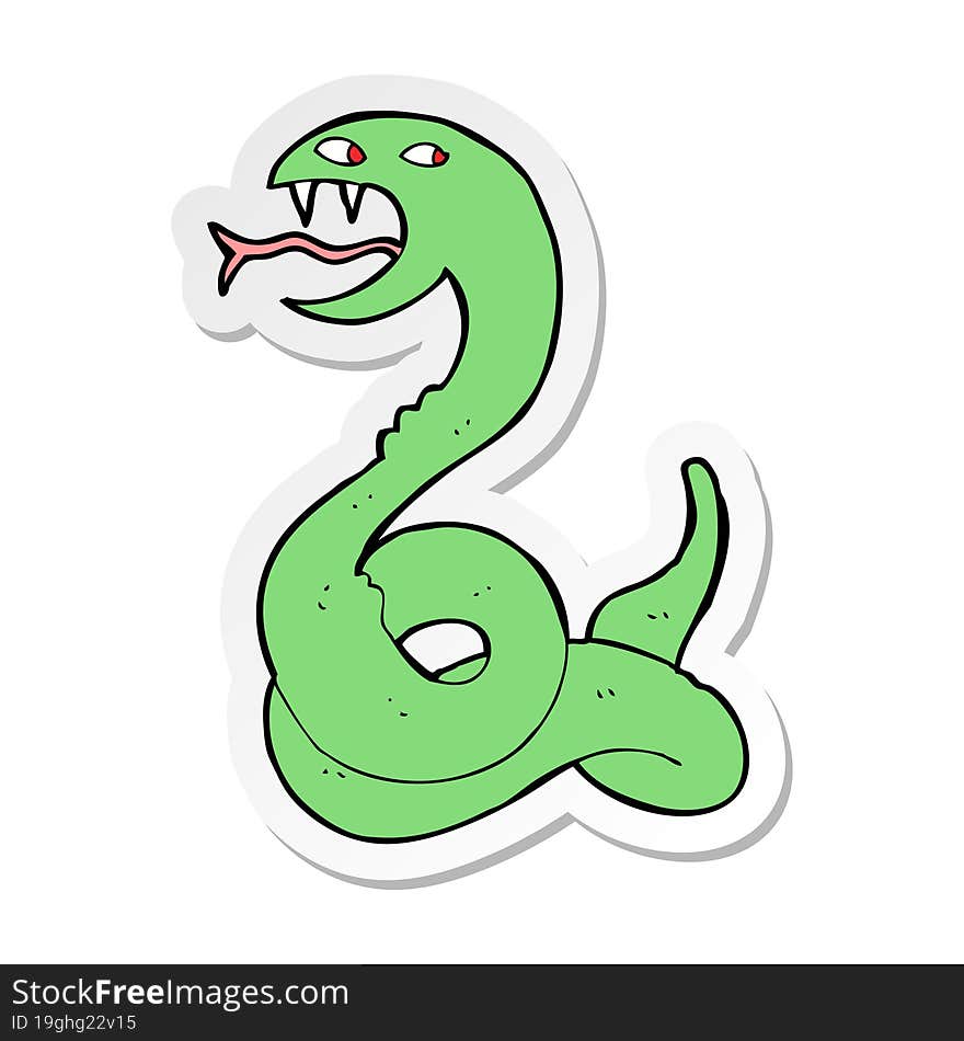 Sticker Of A Cartoon Hissing Snake