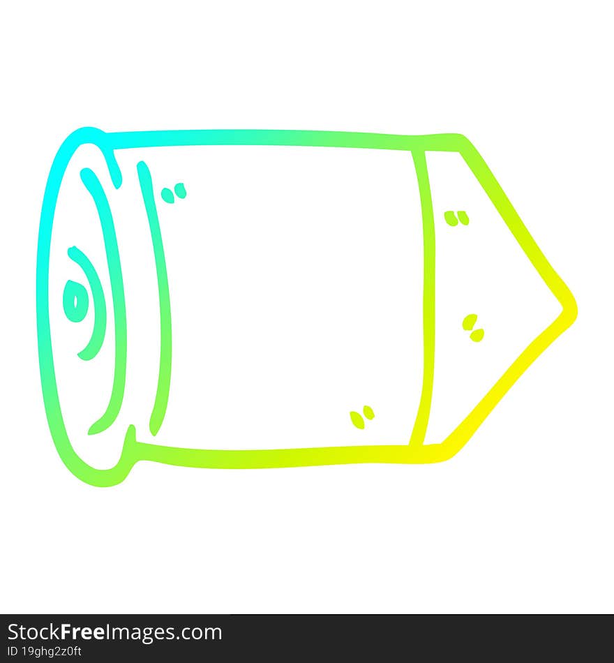 cold gradient line drawing of a cartoon golden bullet