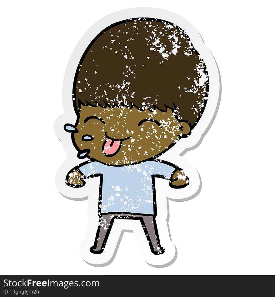 distressed sticker of a cartoon rude man