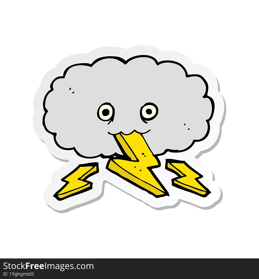 sticker of a cartoon thundercloud