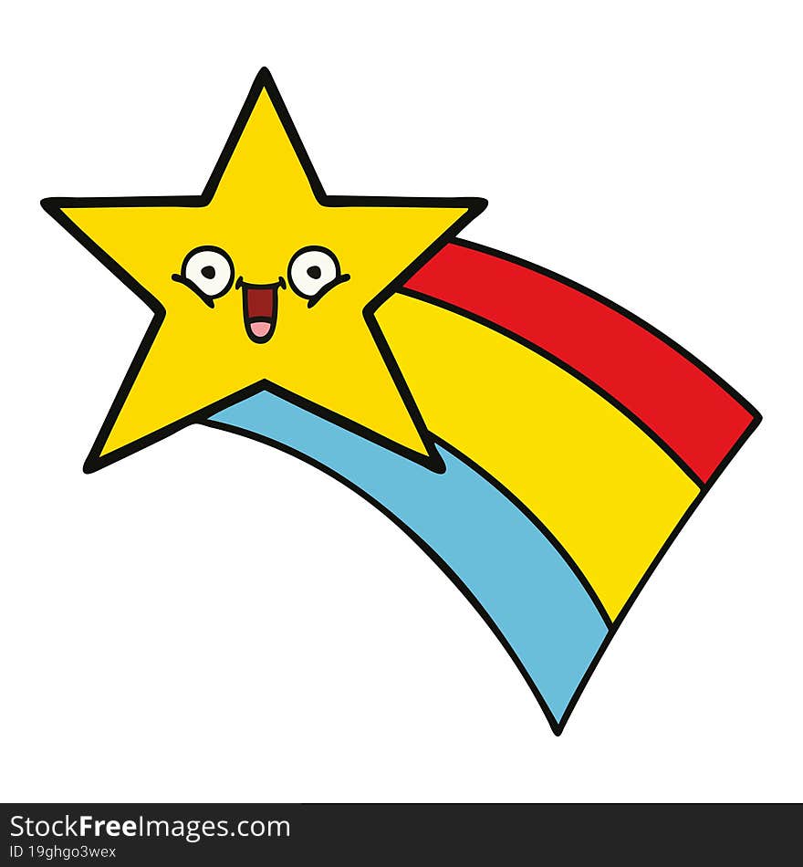 cute cartoon of a shooting rainbow star