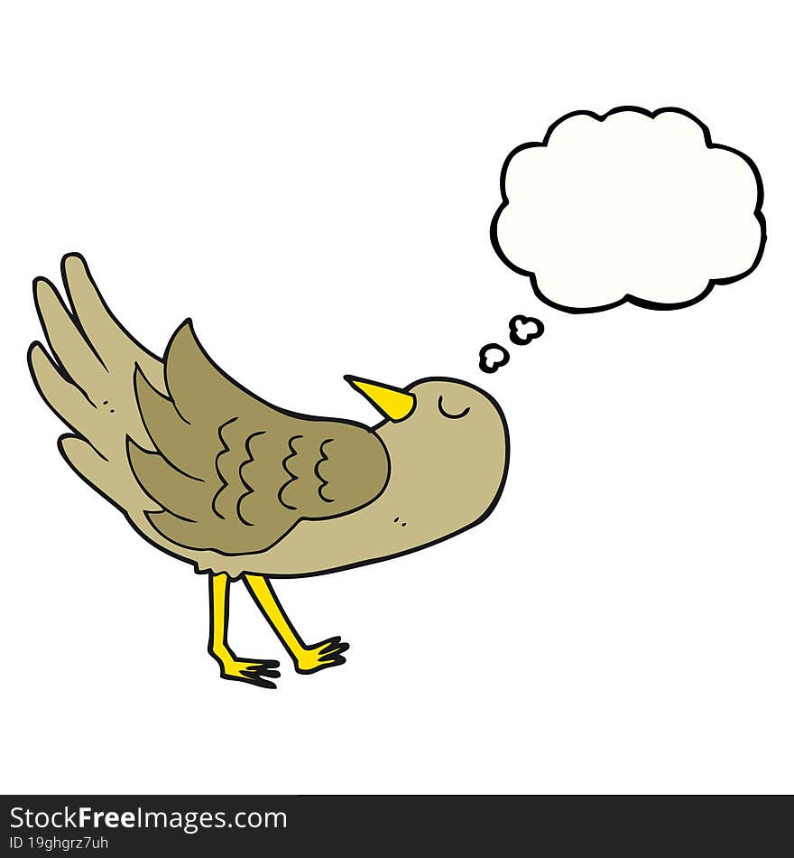 freehand drawn thought bubble cartoon bird