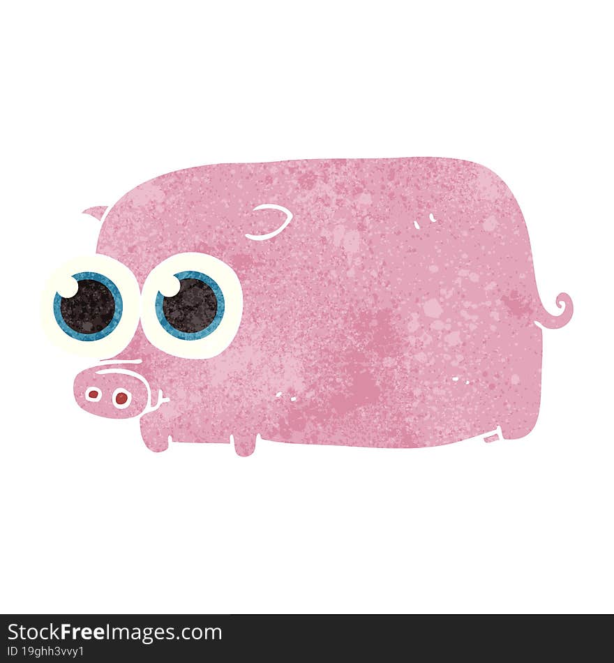 Retro Cartoon Piglet With Big Pretty Eyes