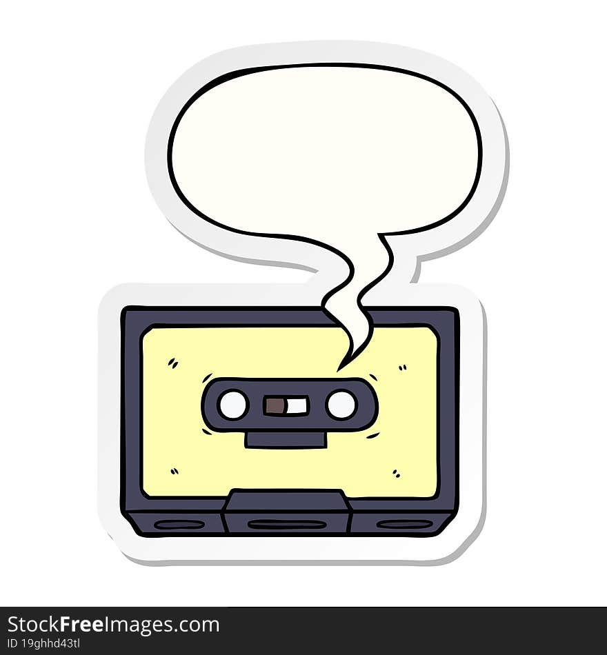 Cartoon Old Cassette Tape And Speech Bubble Sticker