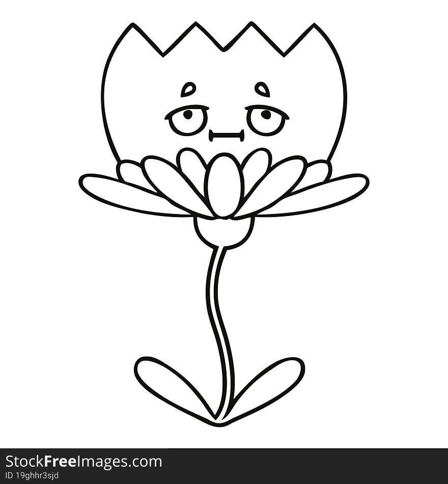 line drawing cartoon flower