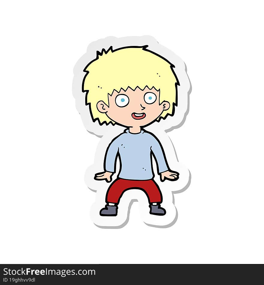 sticker of a cartoon excited boy