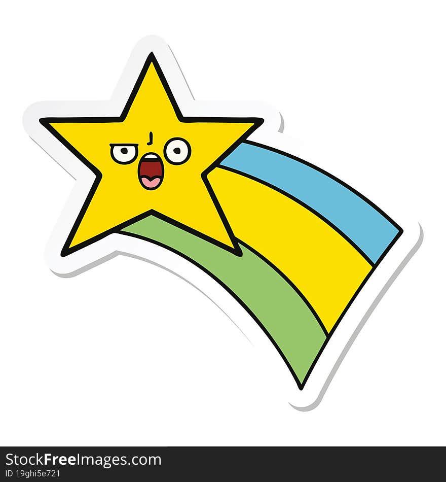 Sticker Of A Cute Cartoon Shooting Rainbow Star