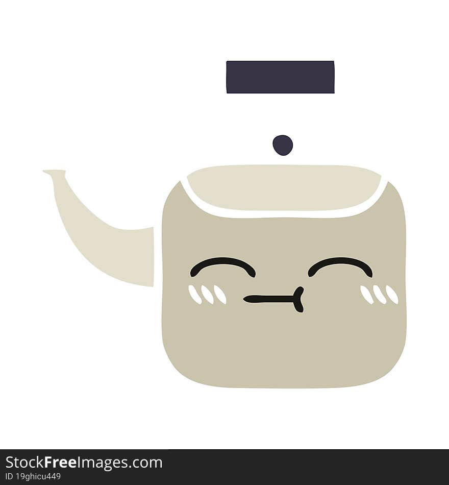 flat color retro cartoon of a kettle