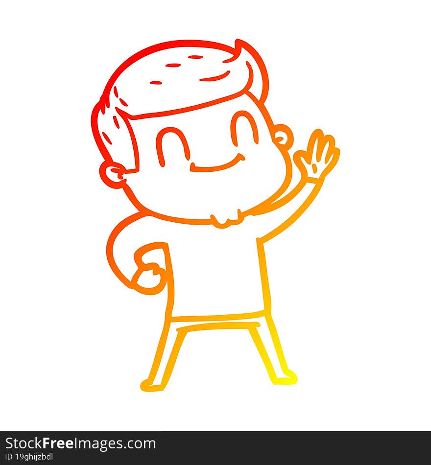 warm gradient line drawing of a cartoon friendly man