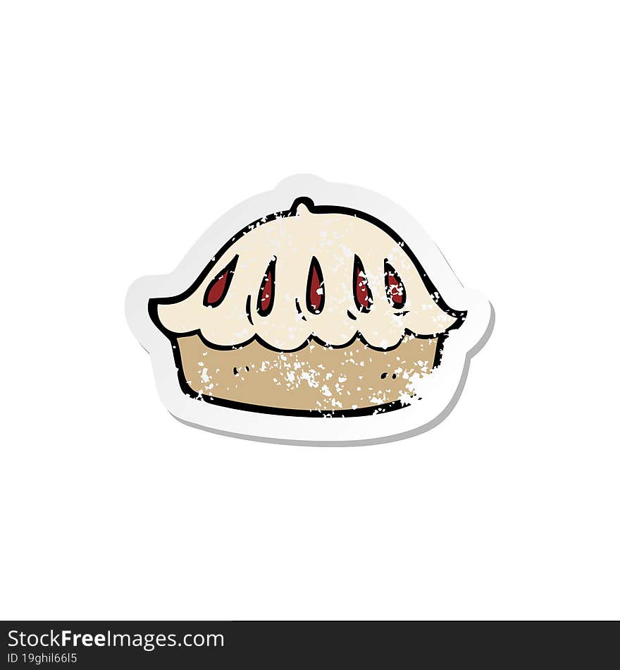 retro distressed sticker of a cartoon pie