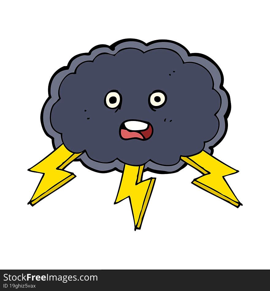 cartoon cloud and lightning bolt symbol