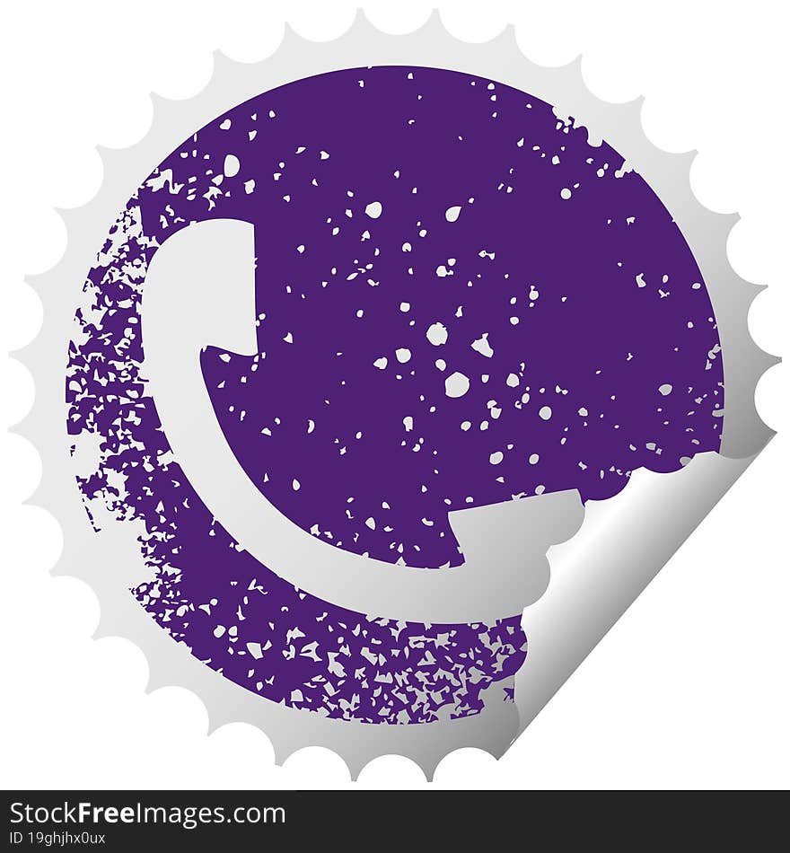 distressed circular peeling sticker symbol telephone receiver