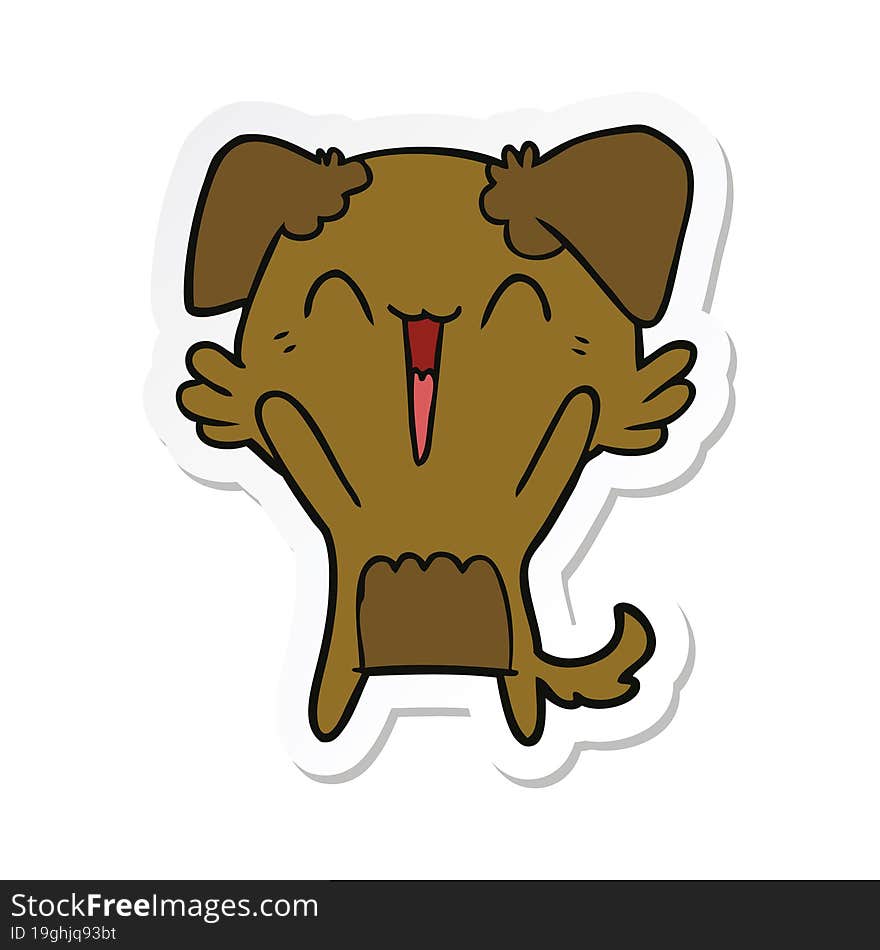 sticker of a happy little dog cartoon