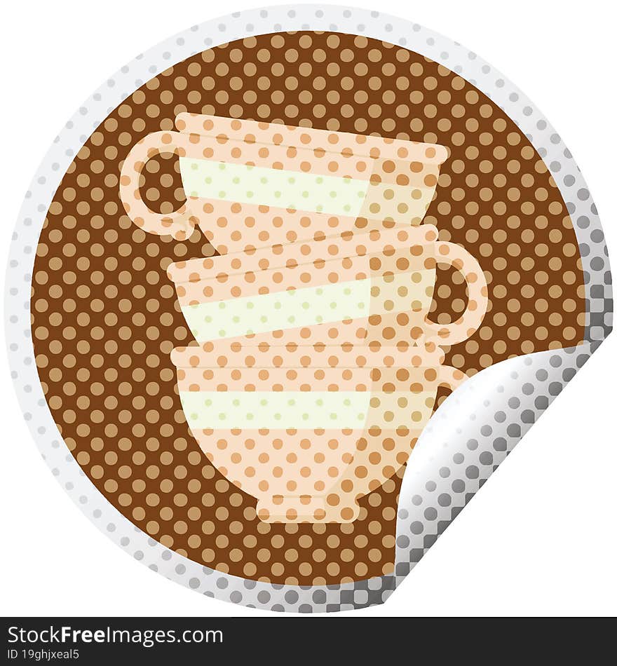 Stack Of Cups Graphic Circular Sticker