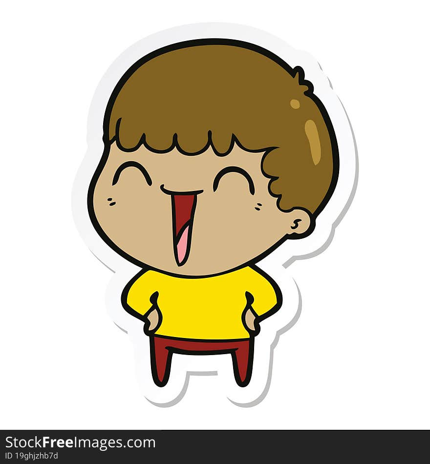 sticker of a cartoon happy man