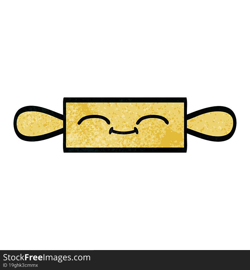 retro grunge texture cartoon of a rolling pin