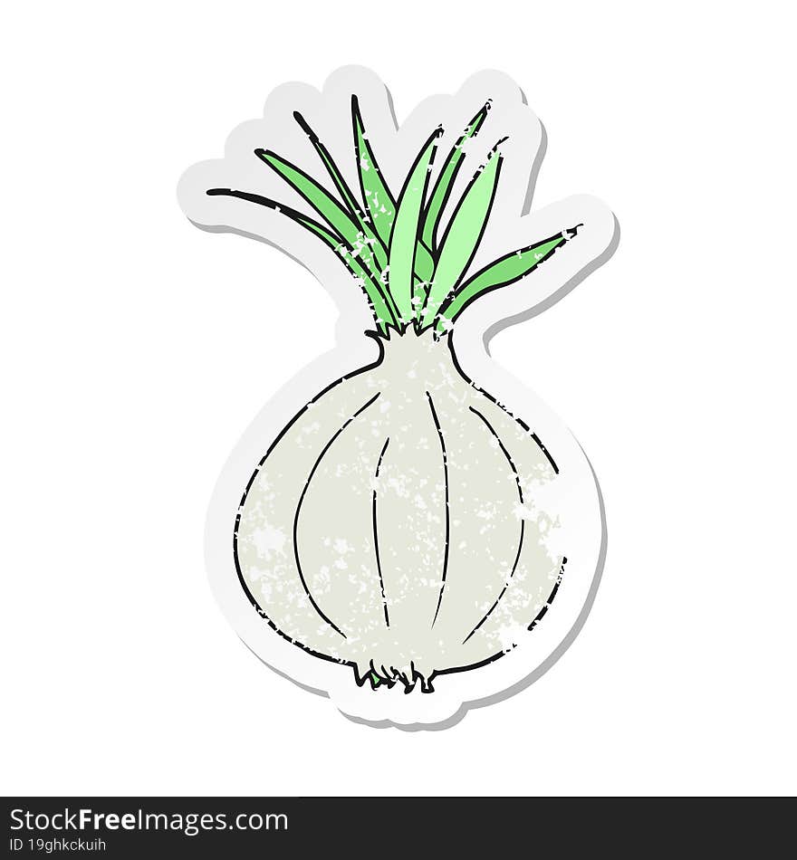 Retro Distressed Sticker Of A Cartoon Onion