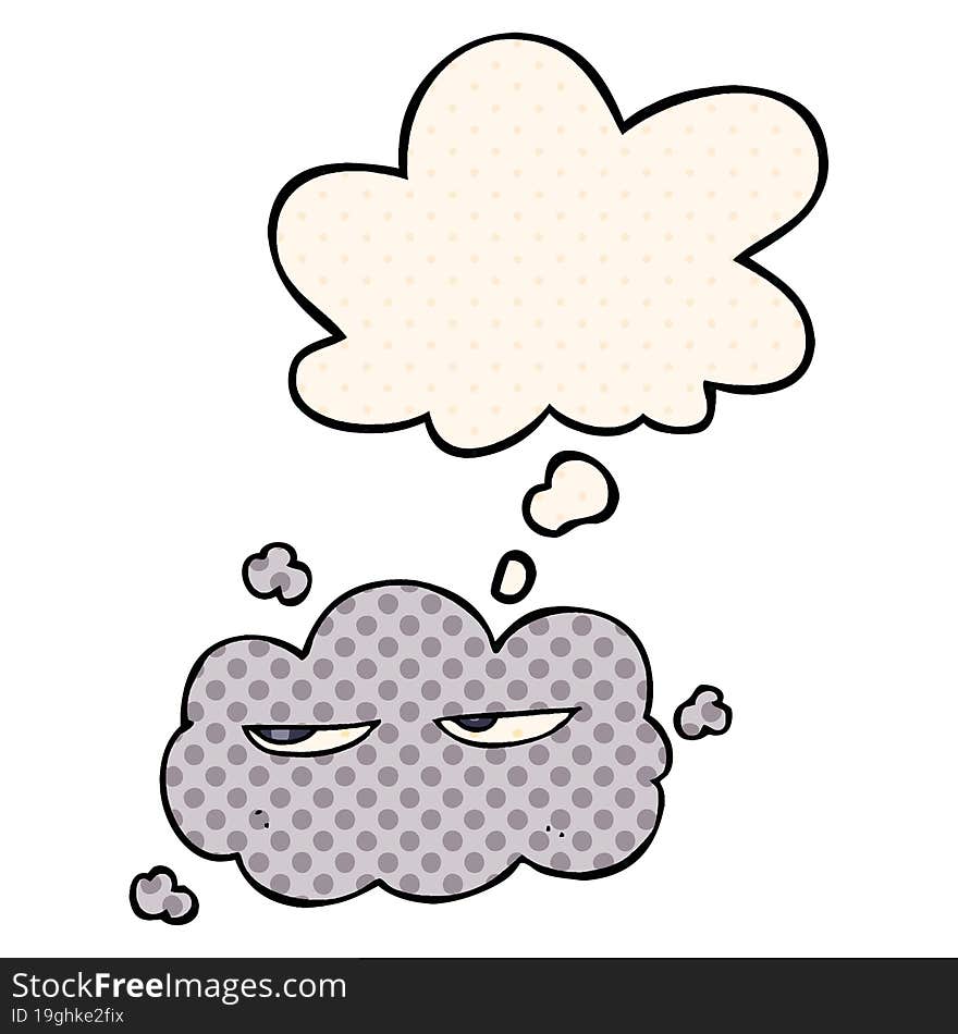 Cute Cartoon Cloud And Thought Bubble In Comic Book Style