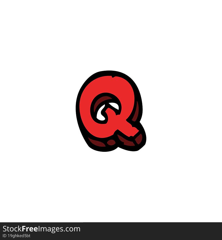 Cartoon Doodle Letter Q