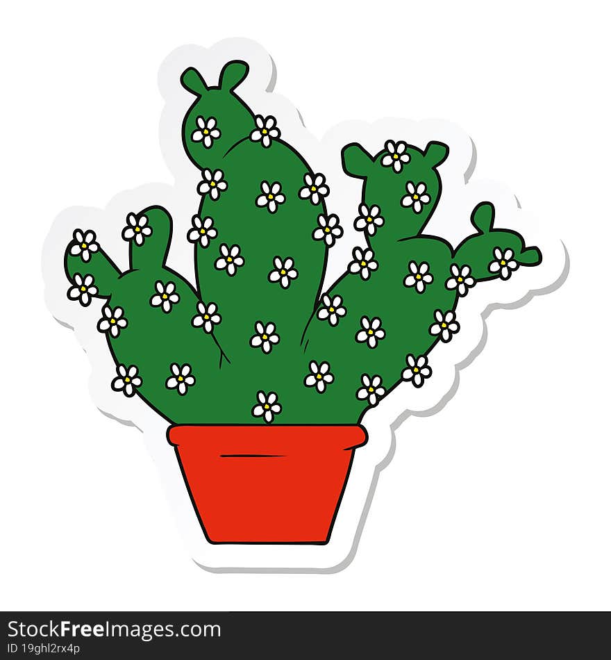 sticker of a cartoon potted cactus