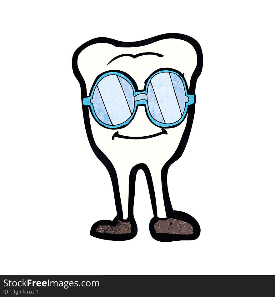 cartoon tooth wearing spectacles