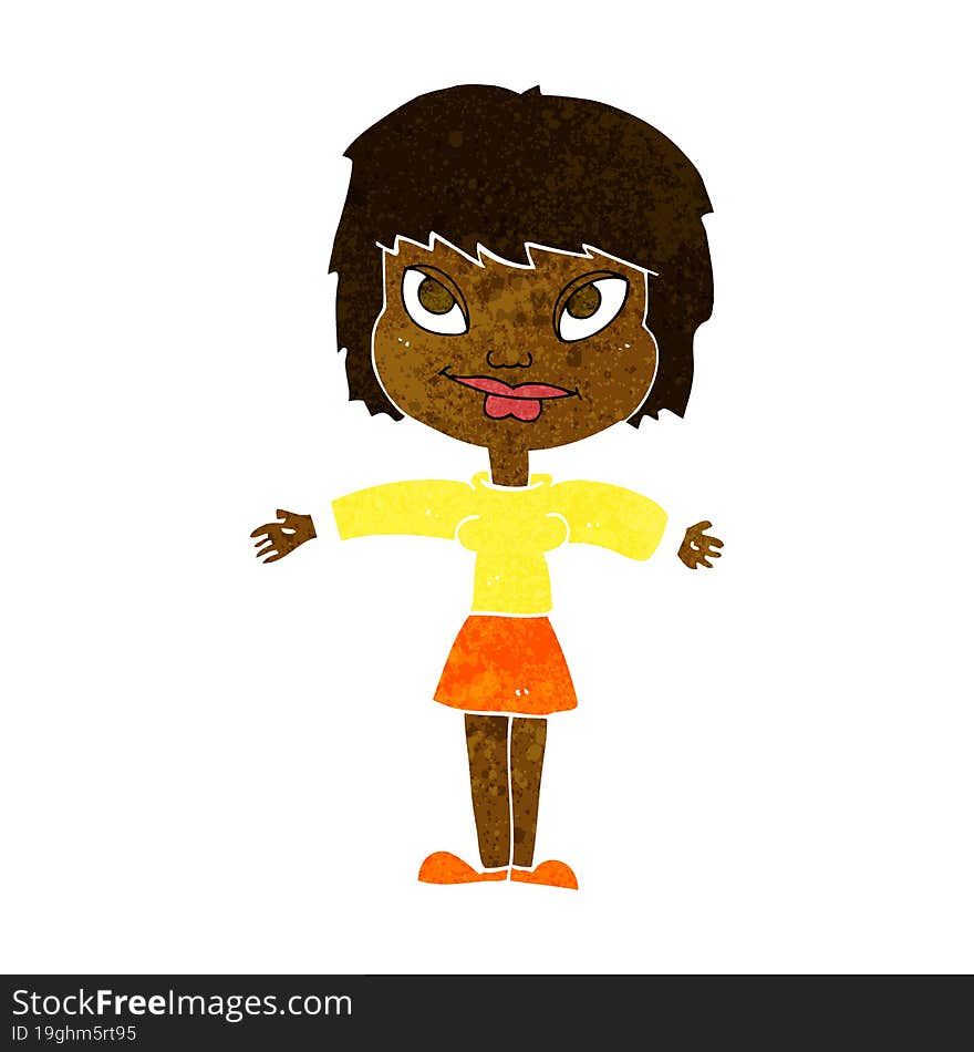 cartoon woman with open arms