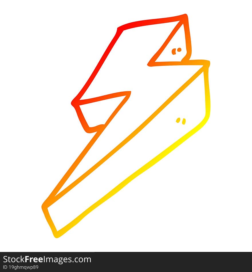 warm gradient line drawing of a cartoon thunder bolts