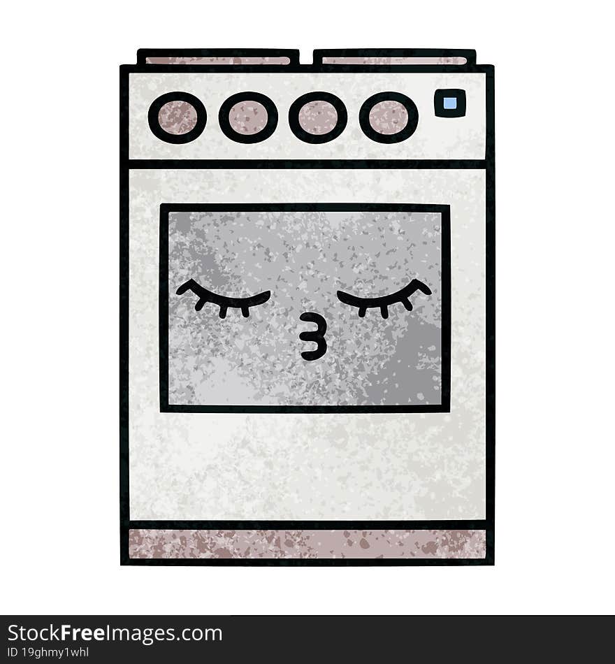 Retro Grunge Texture Cartoon Kitchen Oven