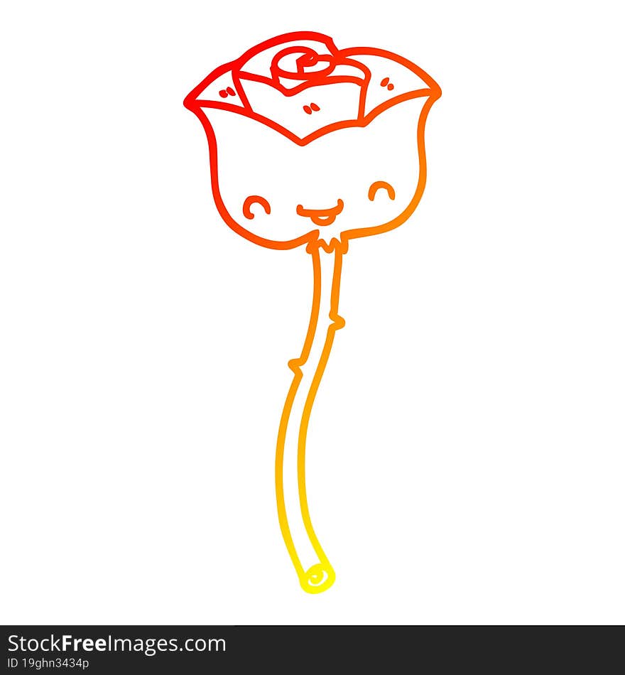 warm gradient line drawing cartoon rose