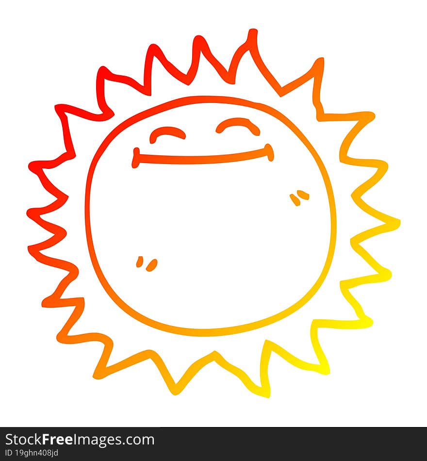 warm gradient line drawing cartoon shining sun