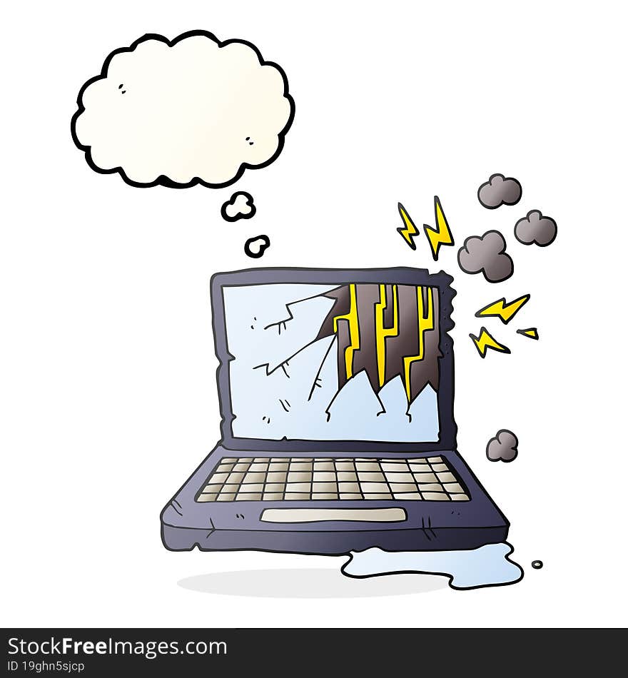 thought bubble cartoon broken computer