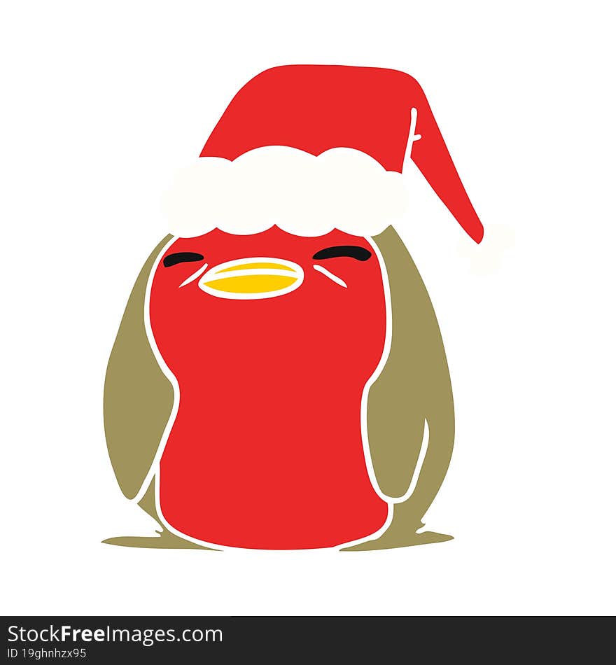 Christmas Cartoon Of A Kawaii Robin