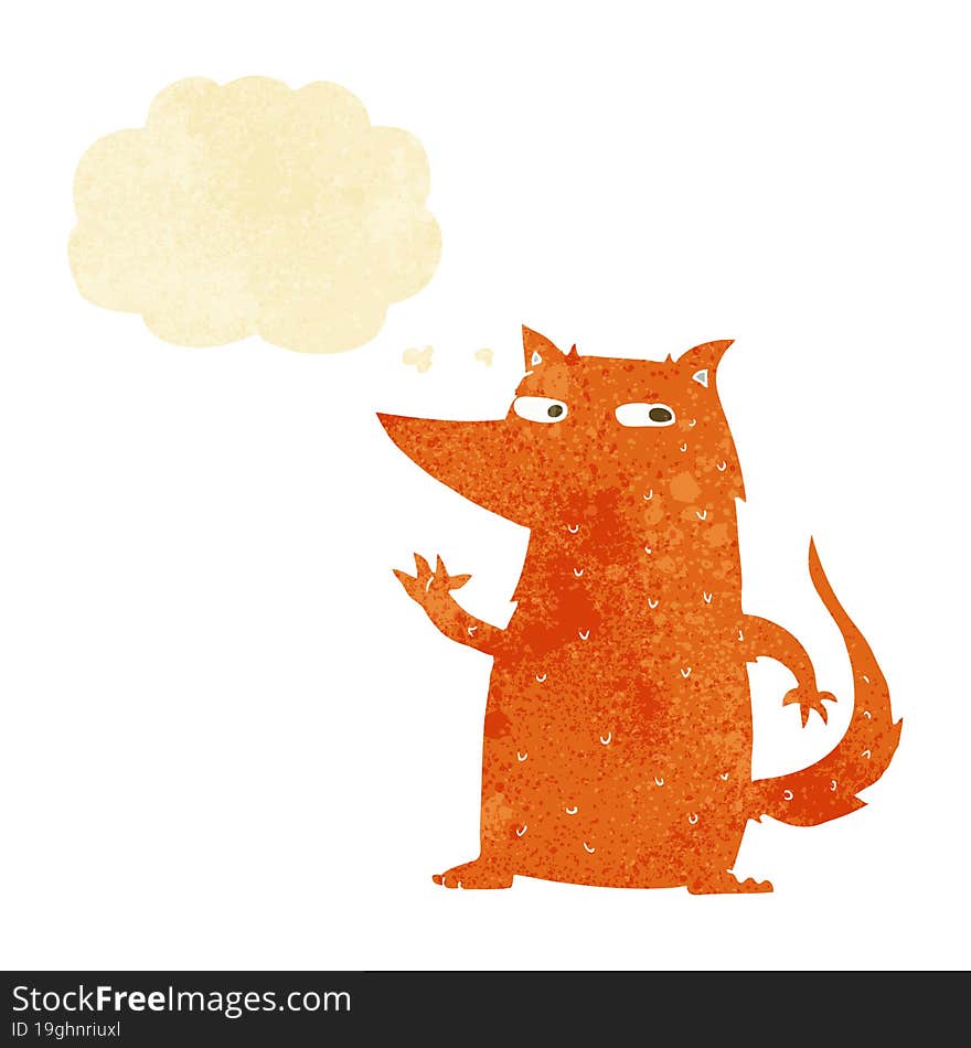 Cartoon Fox Waving With Thought Bubble