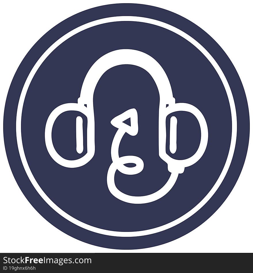 Music Headphones With Devil Tail Circular Icon