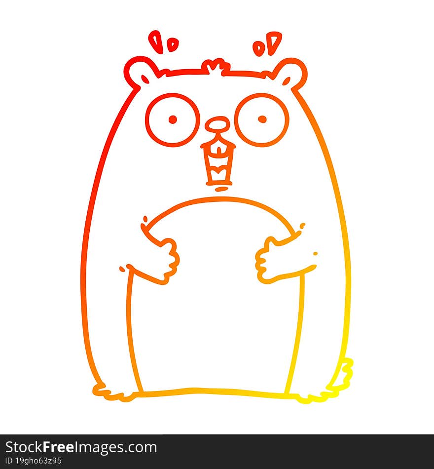 warm gradient line drawing cartoon shocked ground hog