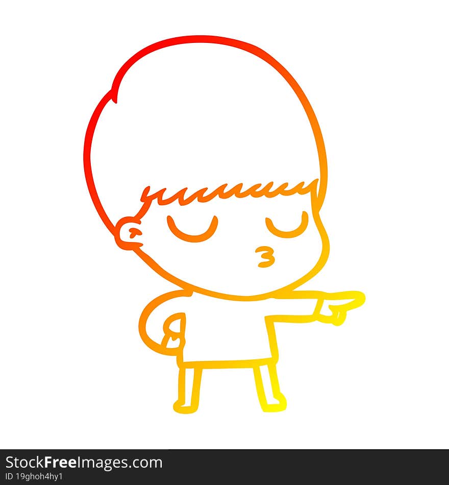 warm gradient line drawing cartoon calm boy