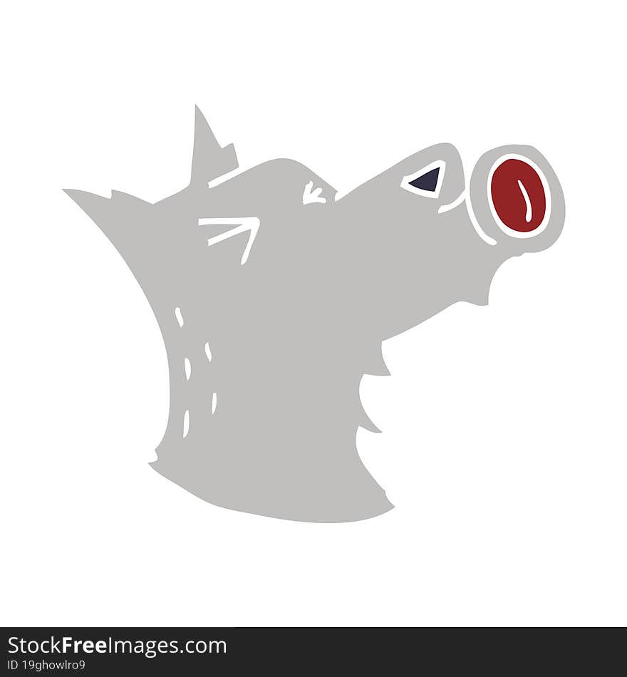 cartoon doodle howling wolf