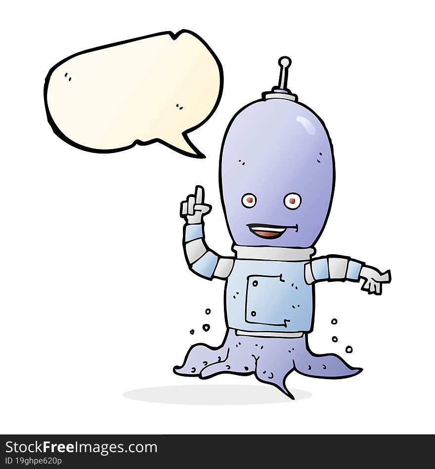 Cartoon Alien Spaceman With Speech Bubble