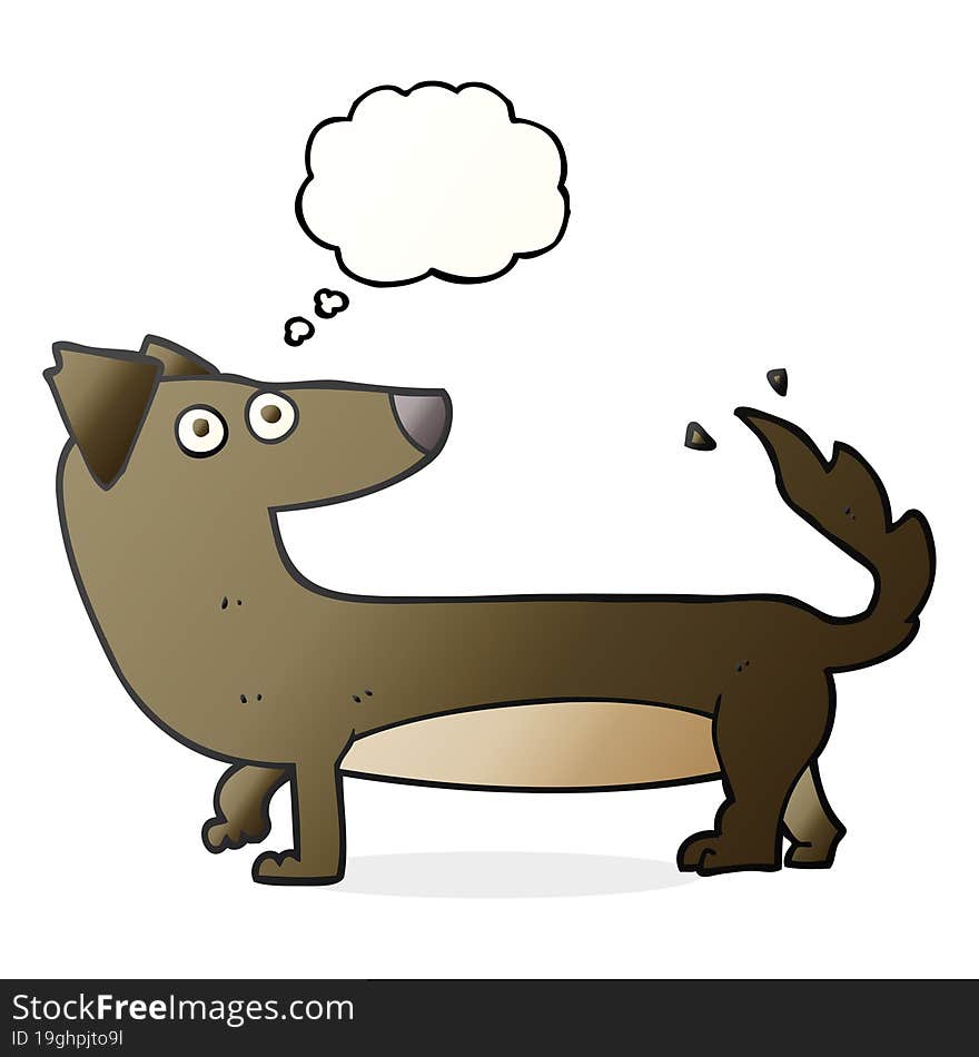 freehand drawn thought bubble cartoon dog