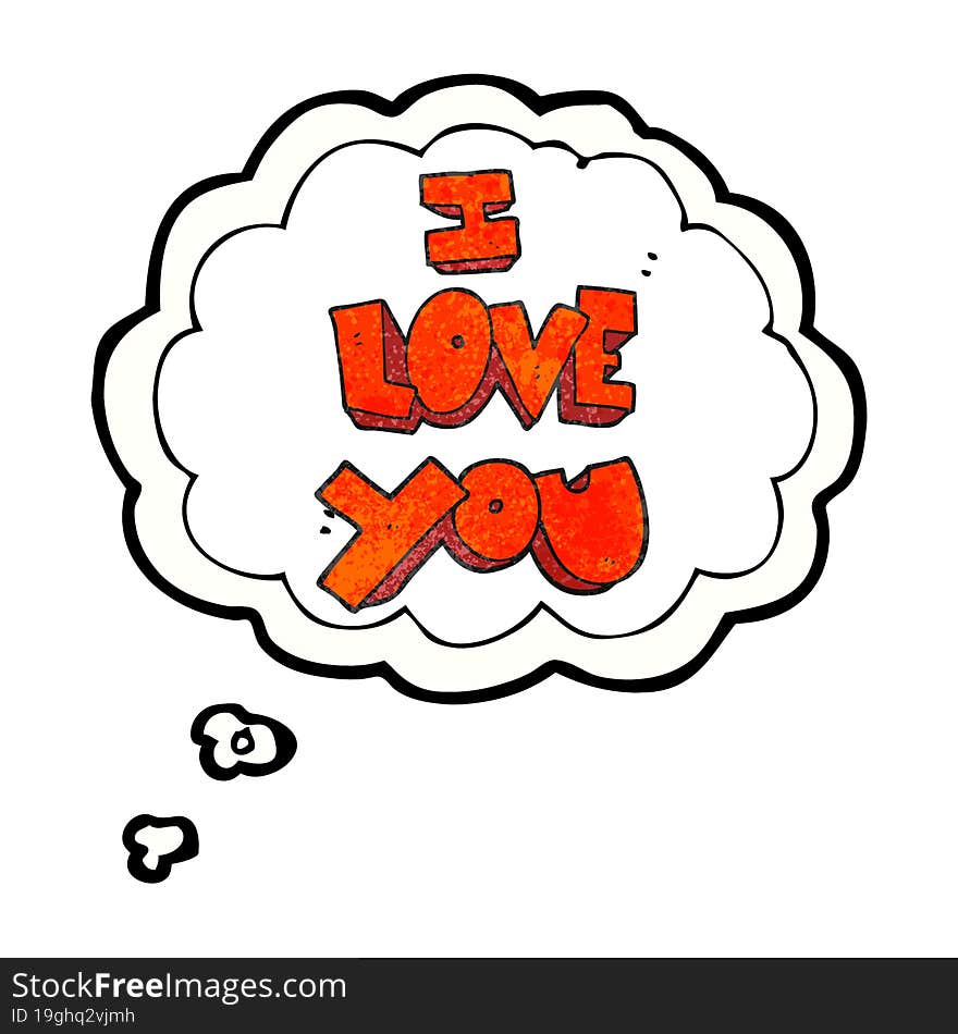 I love you thought bubble textured cartoon symbol