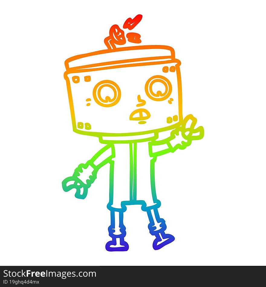 rainbow gradient line drawing cartoon robot