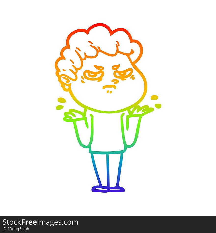 rainbow gradient line drawing cartoon angry man